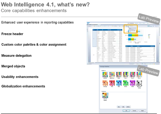Web Intelligence 4.1 New Features Summary