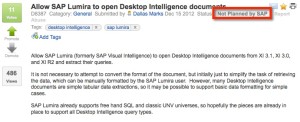 SAP Idea Place Allow Lumira to Open Desktop Intelligence