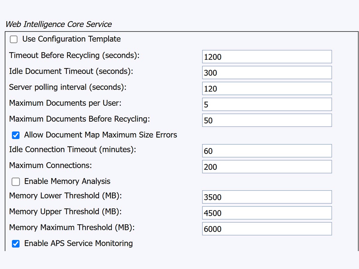 Getting the most out of your Web Intelligence Processing Servers