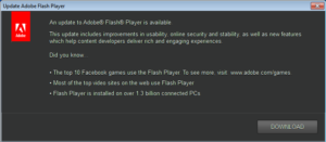 Update Adobe Flash Player dialog