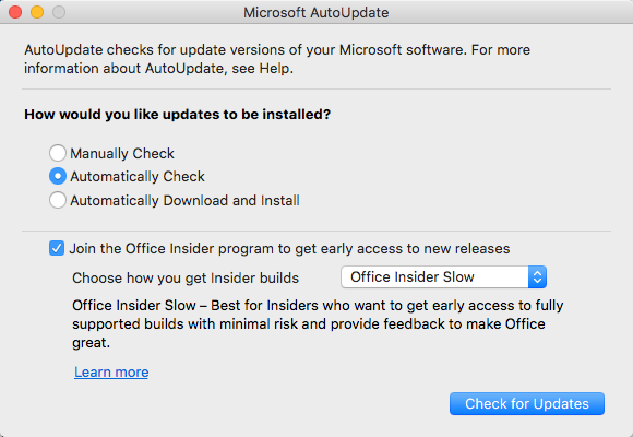 Microsoft Office Auto Update for Mac
