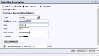 Configuring the commentary database