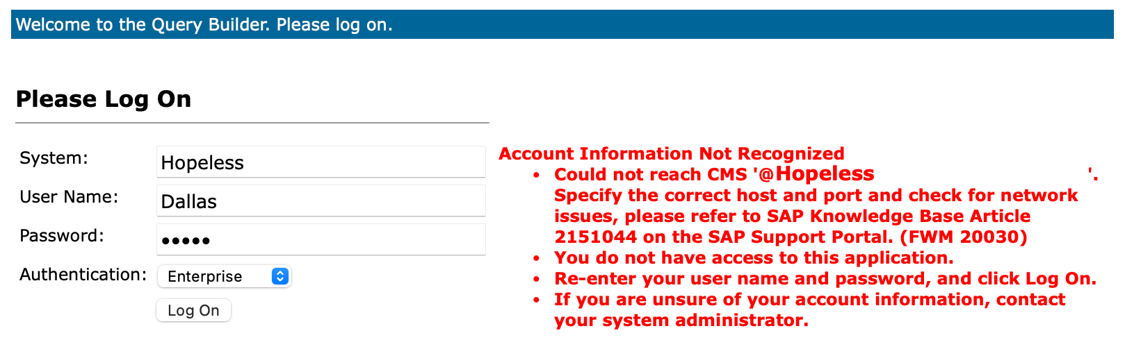 Query Builder restricted by SAP security note 3313484